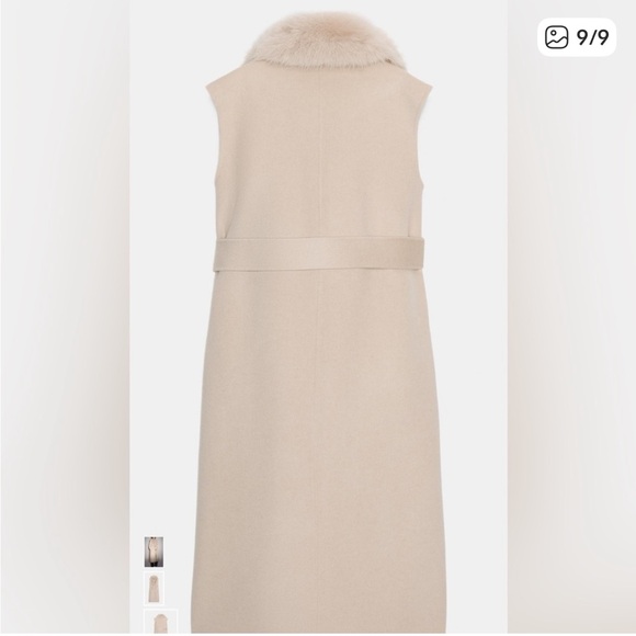 Zara Beige Long Vest with Faux Fur Trim - Picture 9 of 9